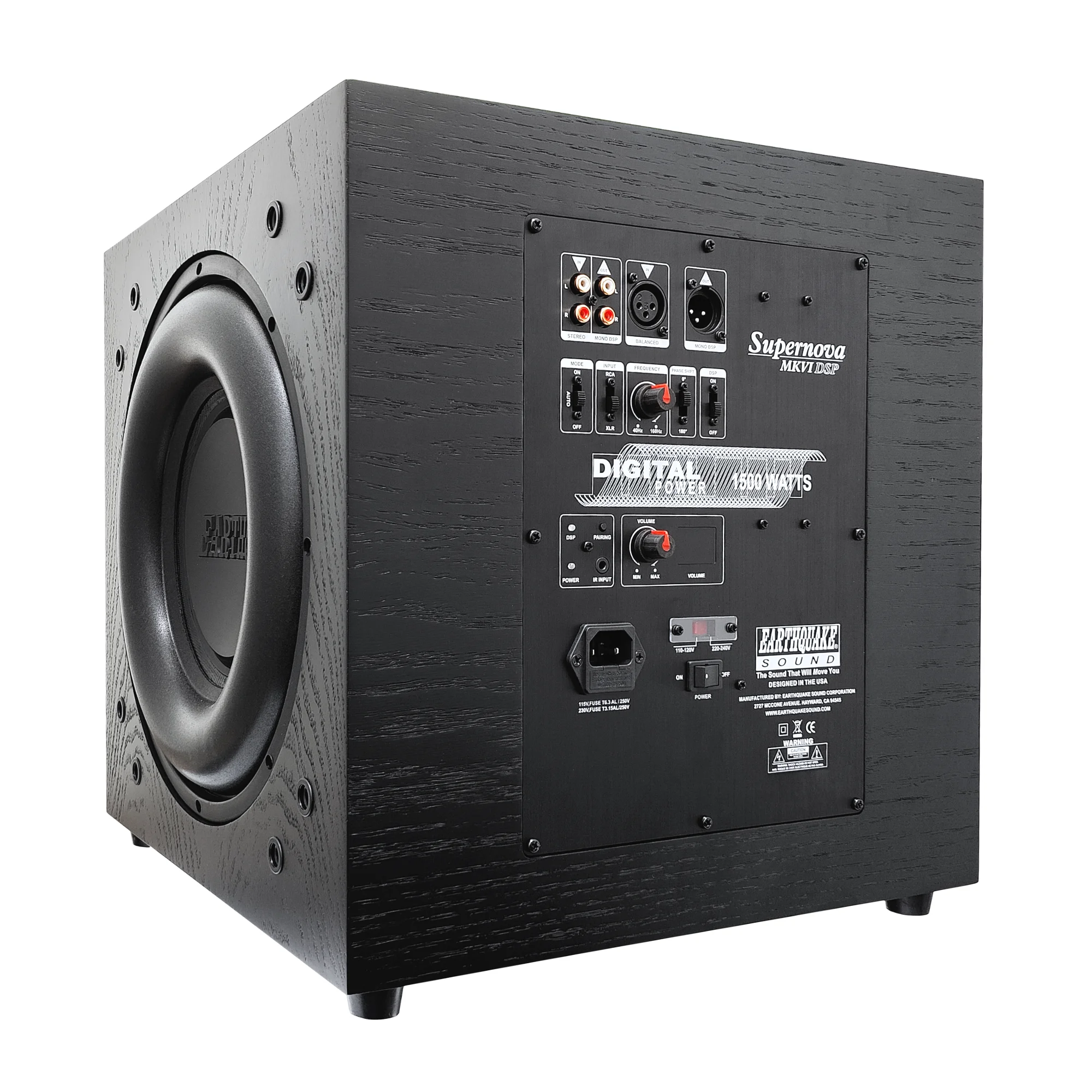 Earthquake Supernova MKVI DSP side view with the advanced Class D plate amplifier with built-in Digital Signal Processing (DSP).