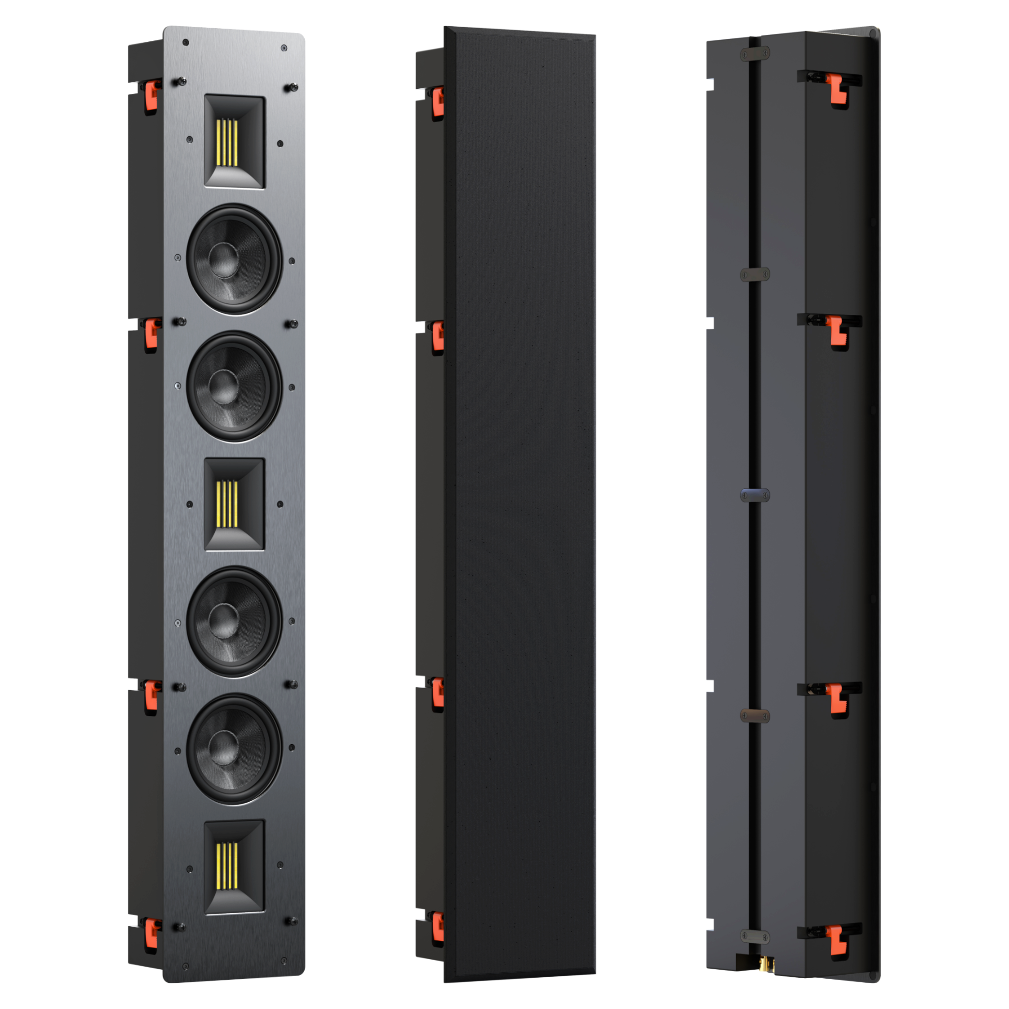 The Earthquake IW-4503 Line Array LCR Speaker is used for in-wall home theater applications that serves as a left, right, center, and surround sound channels.