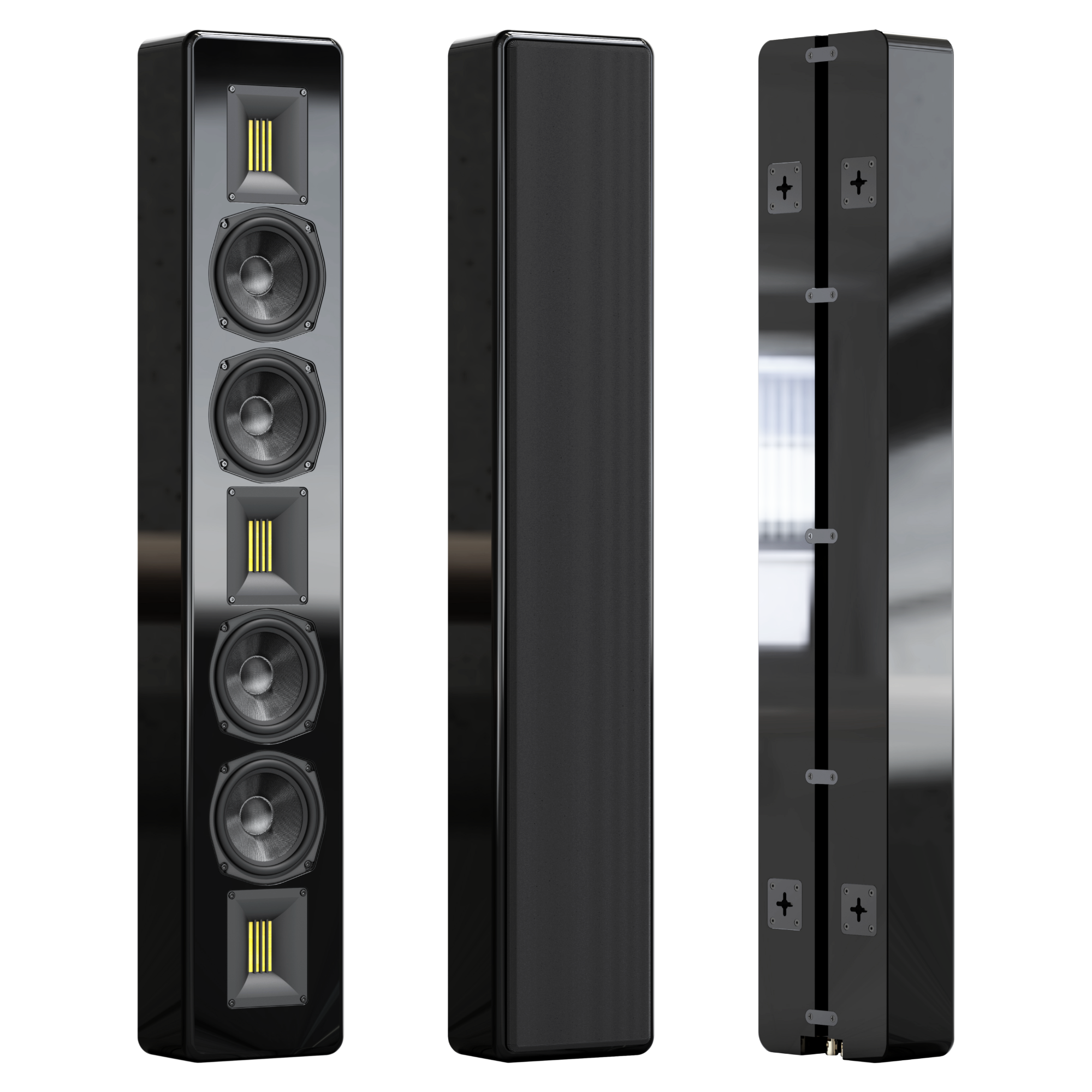 The Earthquake OW-4503 Line Array LCR Speaker is used for in-wall home theater applications that serves as a left, right, center, and surround sound channels.
