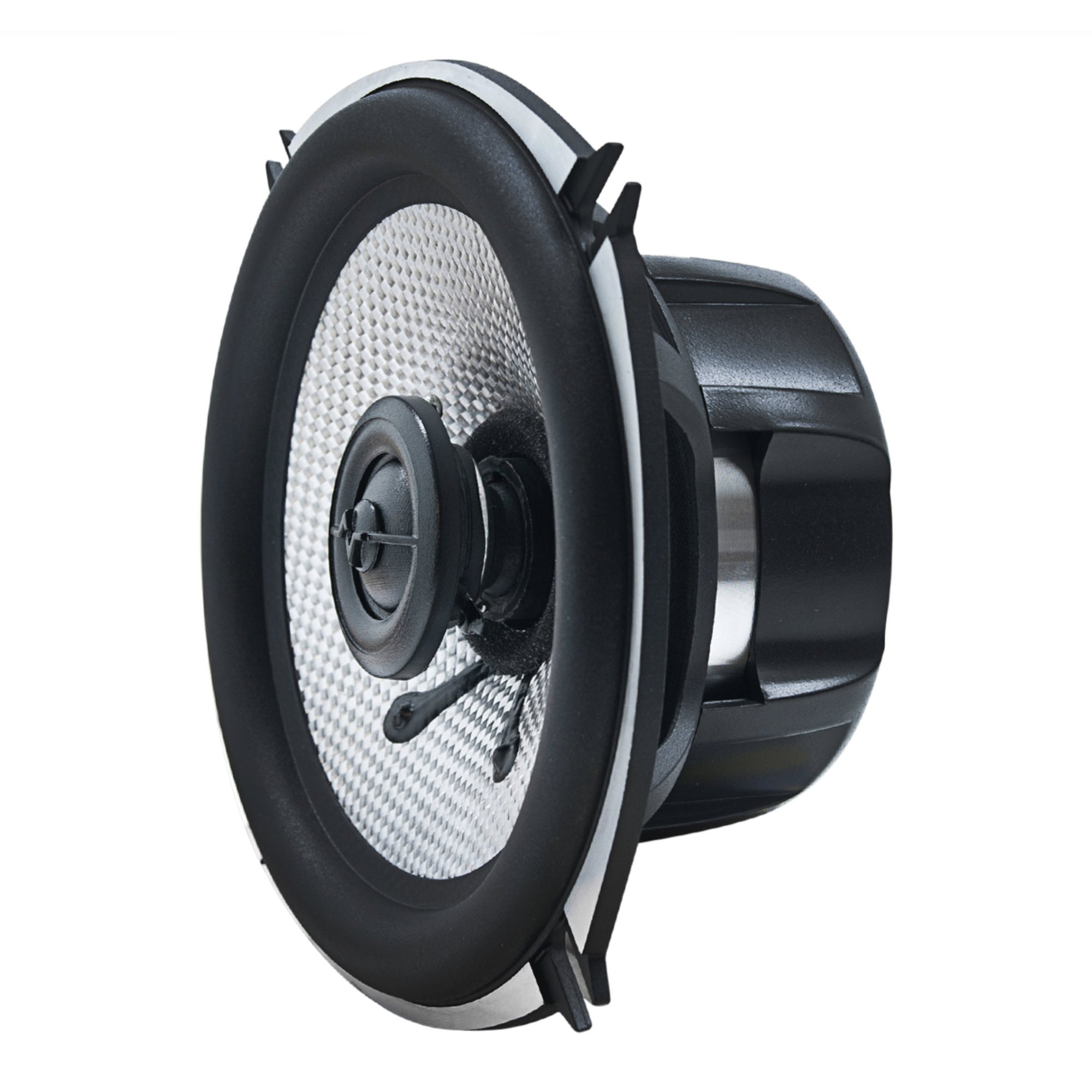 Earthquake VTEK-52Xi coaxial speaker side with cone, tweeter, motor